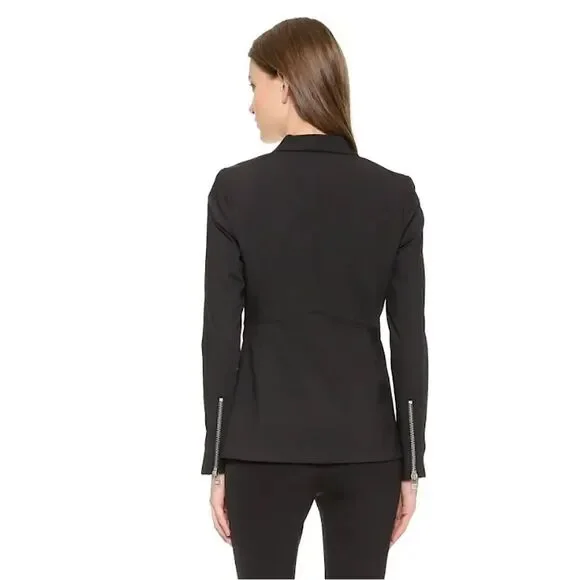Veronica Beard Textured Black Blazer Jacket with Silver Zipper Detailing Size 0 - Picture 2 of 15